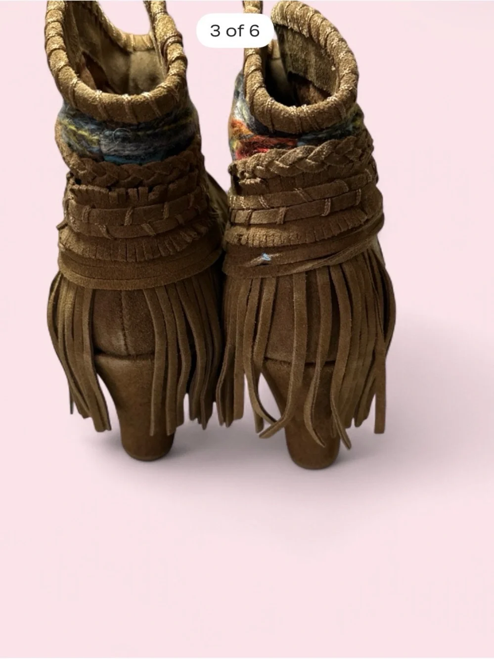 naughty monkey Tan Suede Fringe Wedge Ankle Boots